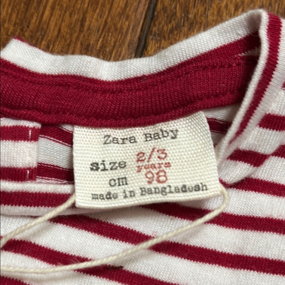 Zara girls Striped Red and White long sleeve size 2-3 - Picture 2 of 6